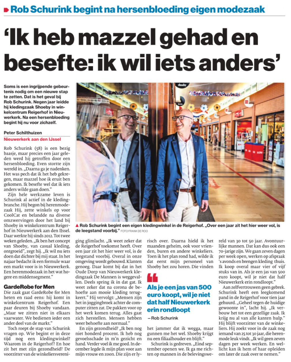 Garderobe for men - krantenartikel AD